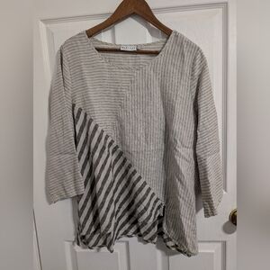 Habitat Clothes To Live In Top 100% Linen Womens Shirt Blouse Beige Size Medium